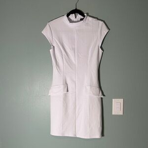 Classic White Cap-Sleeve Shift Dress